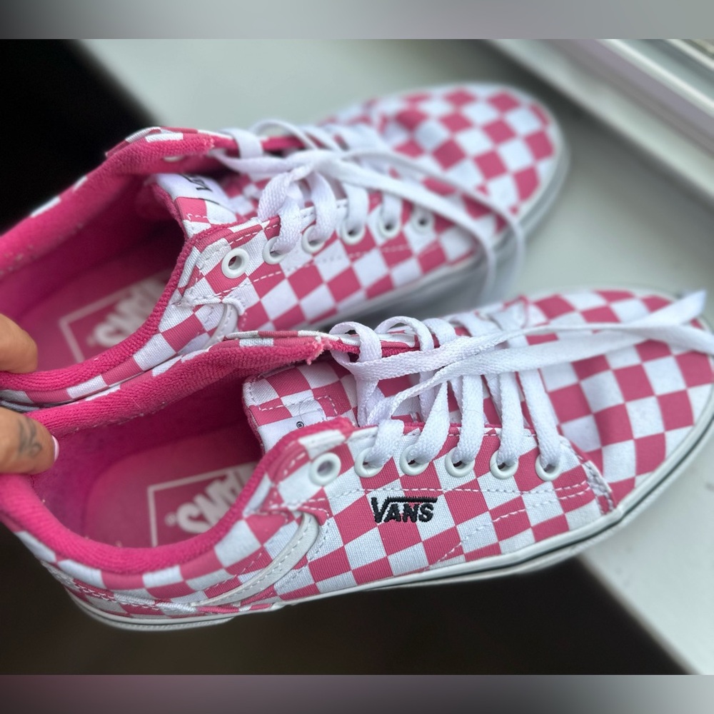 Vans Pink and White Checkered Shoes